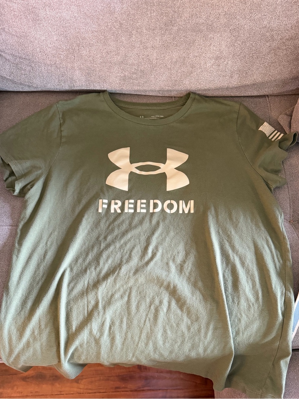 Under Armour Olive Green Crewneck Tee with White Logo Print